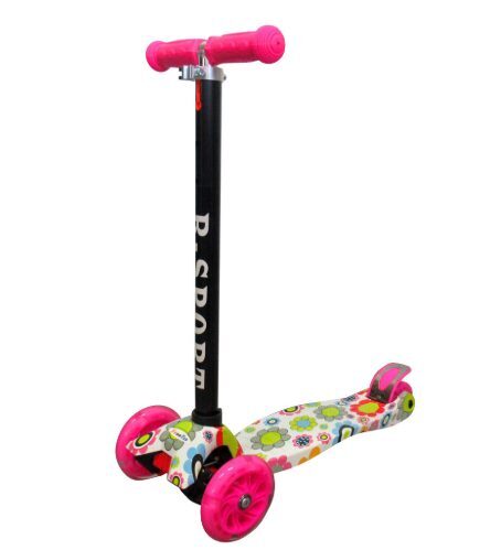 Triratis paspirtukas su LED šviečiančiais ratukais, rožinis